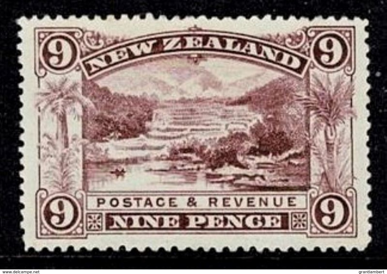 New Zealand 1898 Pink Terrace, Rotomahana 9d Purple No Wmk P15  Mint No Gum  SG 256 - Ungebraucht