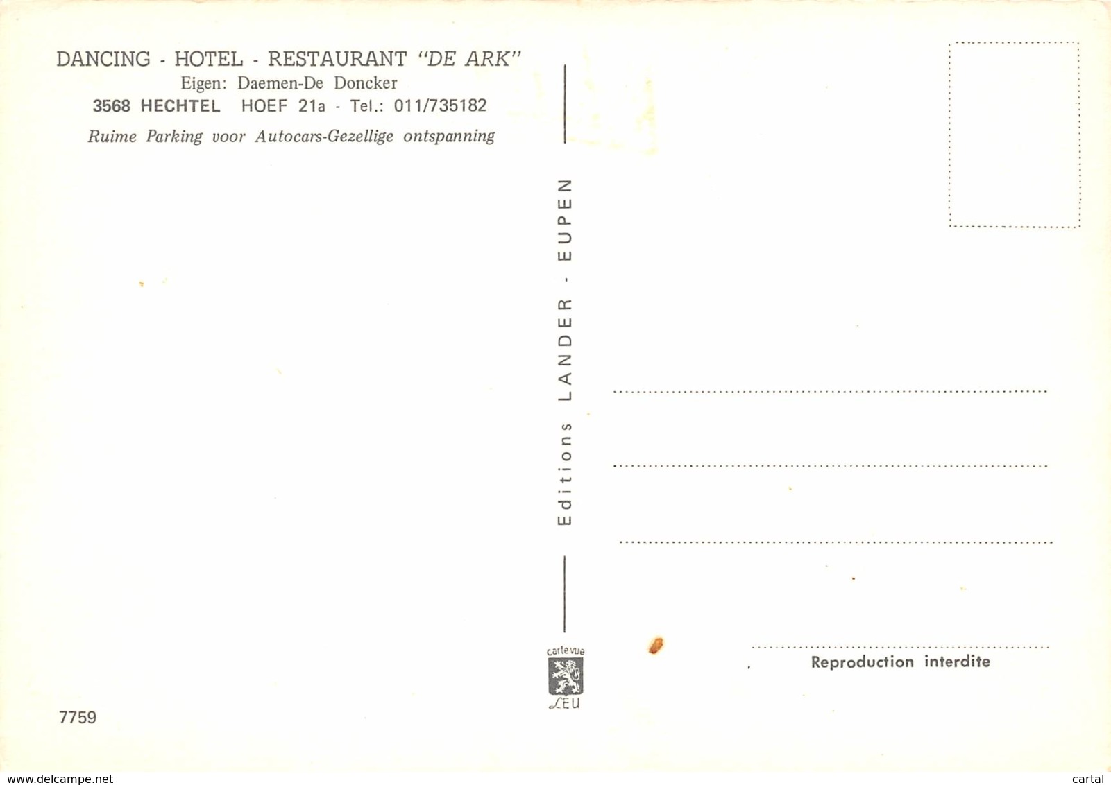 CPM - HECHTEL - Hoef 21a - "DE ARK" - Dancing - Hotel - Restaurant - Hechtel-Eksel