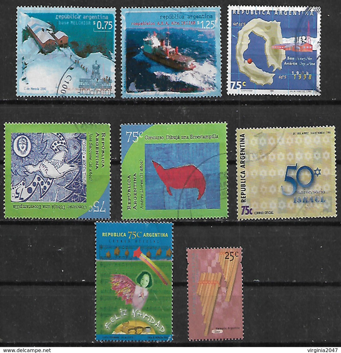 1996-8 Argentina Bases Antarticas-dibujos Infantiles-navidad 8v. - Usados