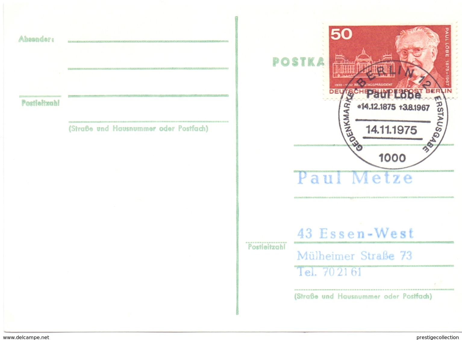 GERMANY PAUL LOBE POST CARD  (FEB20592) - Altri & Non Classificati