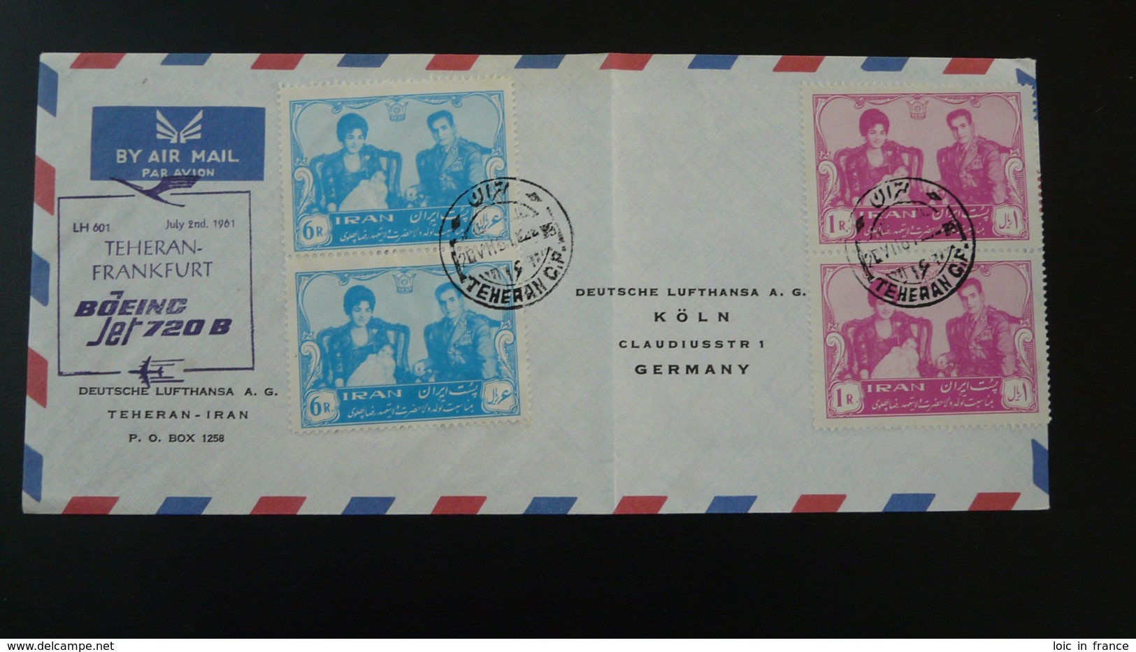 Lettre Premier Vol First Flight Cover Teheran Iran ---> Frankfurt Lufthansa 1961 - Iran