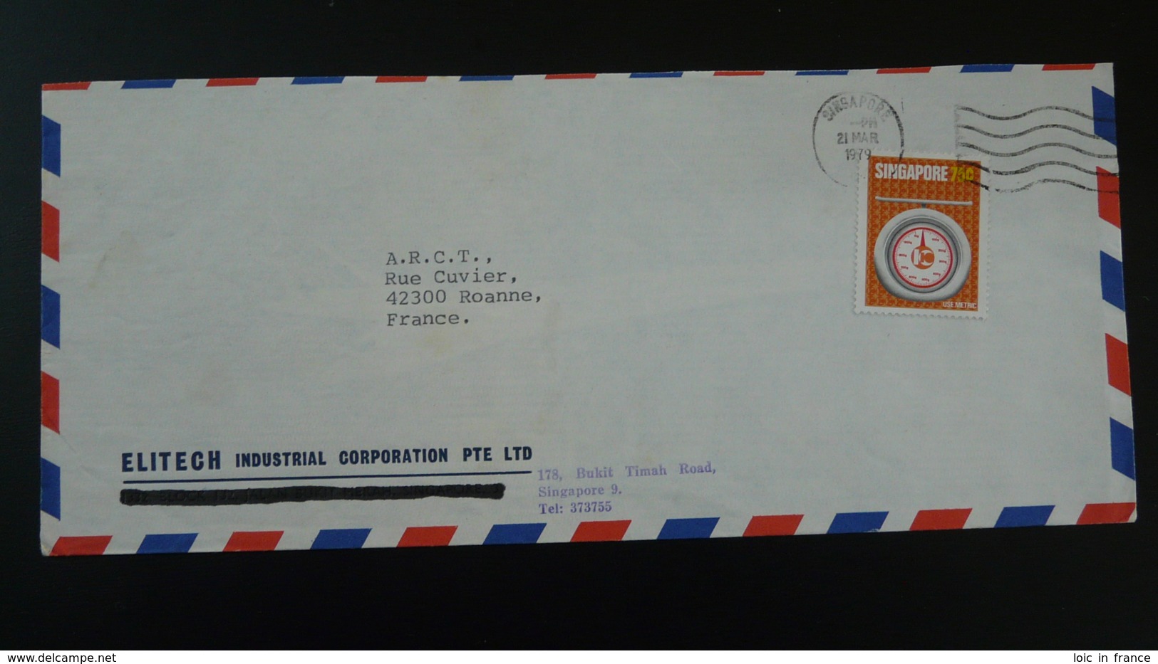 Lettre Par Avion Air Mail Cover Système Métrique Metric System Singapour Singapore 1979 - Singapour (1959-...)