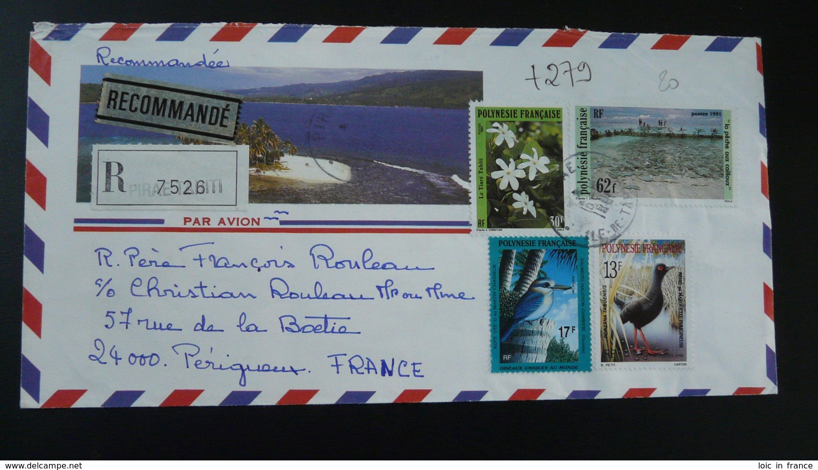 Lettre Recommandée Registered Cover Pirae Tahiti Polynésie 1991 - Storia Postale