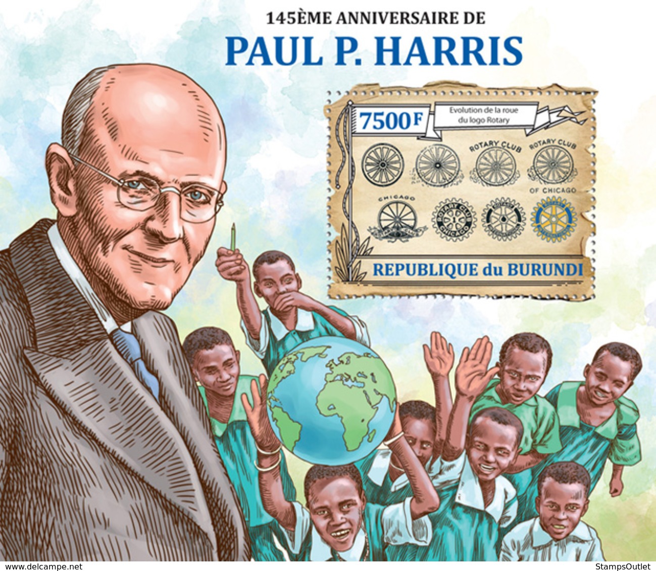 BURUNDI 2013 - Paul P. Harris S/S. Official Issues. - Unused Stamps