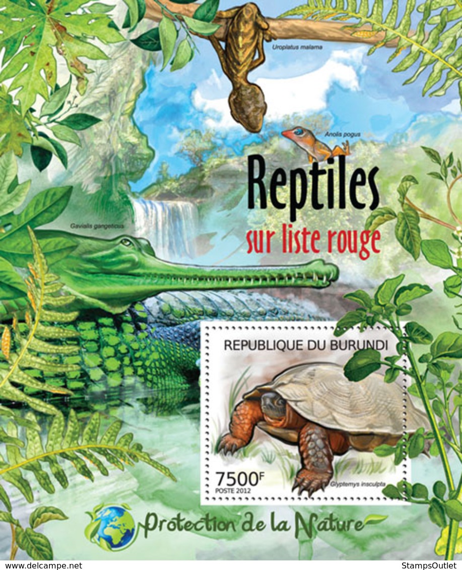 BURUNDI 2012 - Reptiles Of Red List S/S. Official Issues. - Unused Stamps