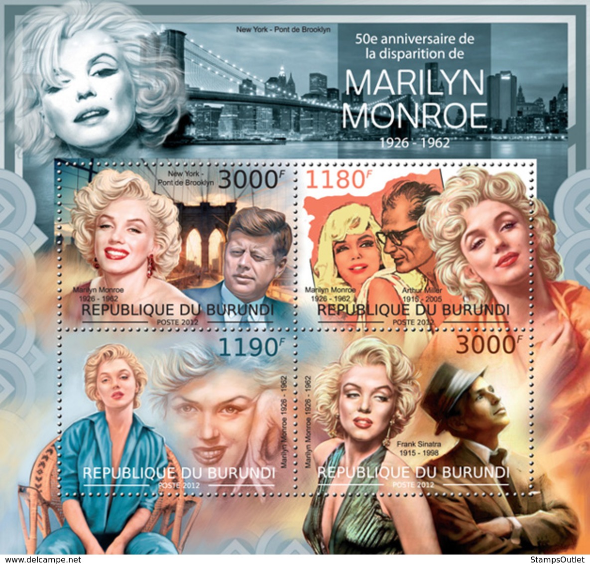 BURUNDI 2012 - Marlilyn Monroe M/S. Official Issues. - Ungebraucht