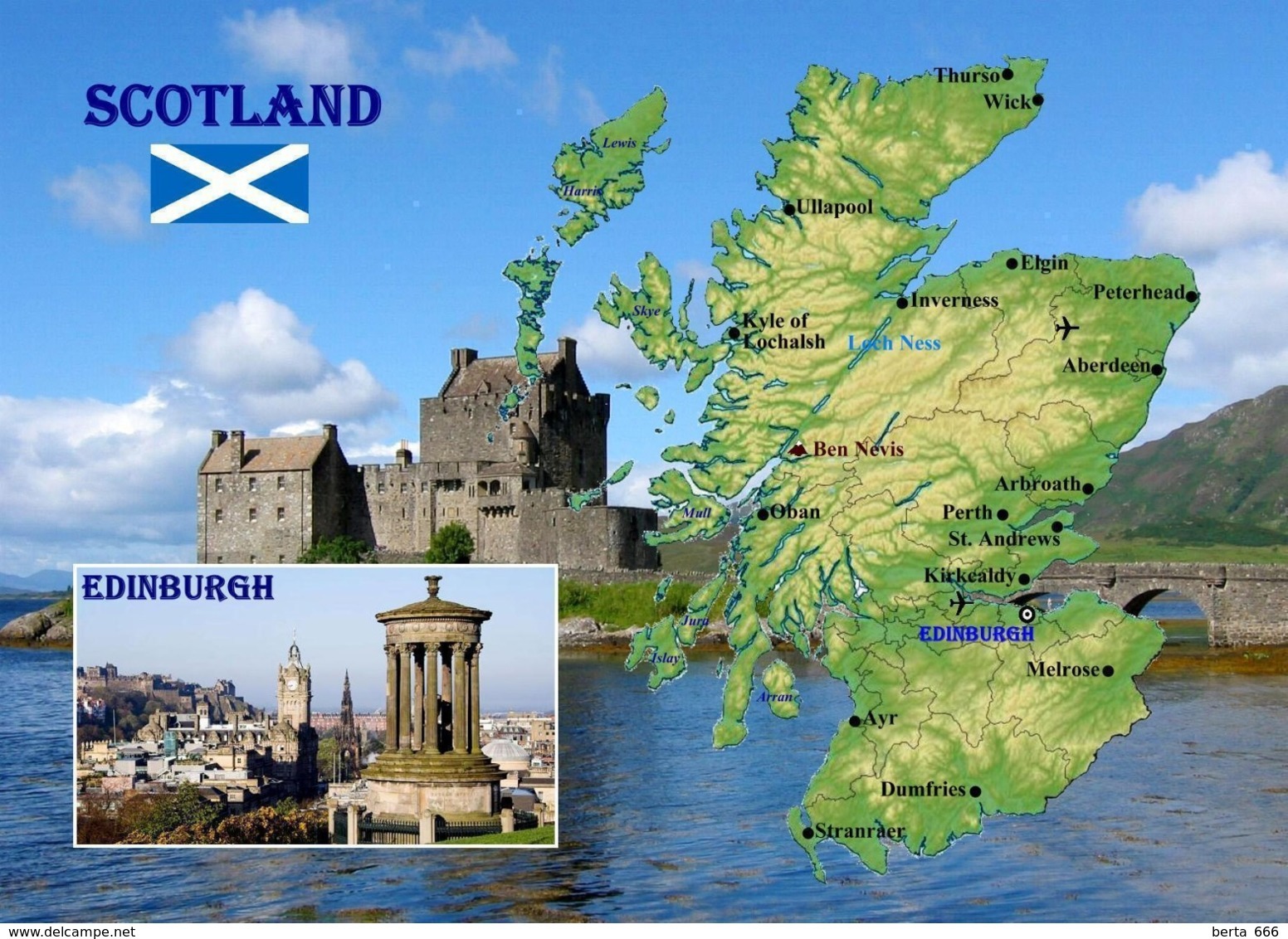 Scotland Country Map New Postcard Schottland Landkarte AK - Autres & Non Classés