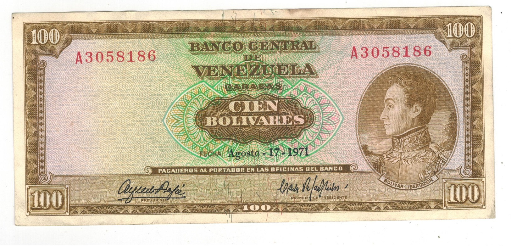 Venezuela 100 Bolivares, 1971. XF. - Venezuela