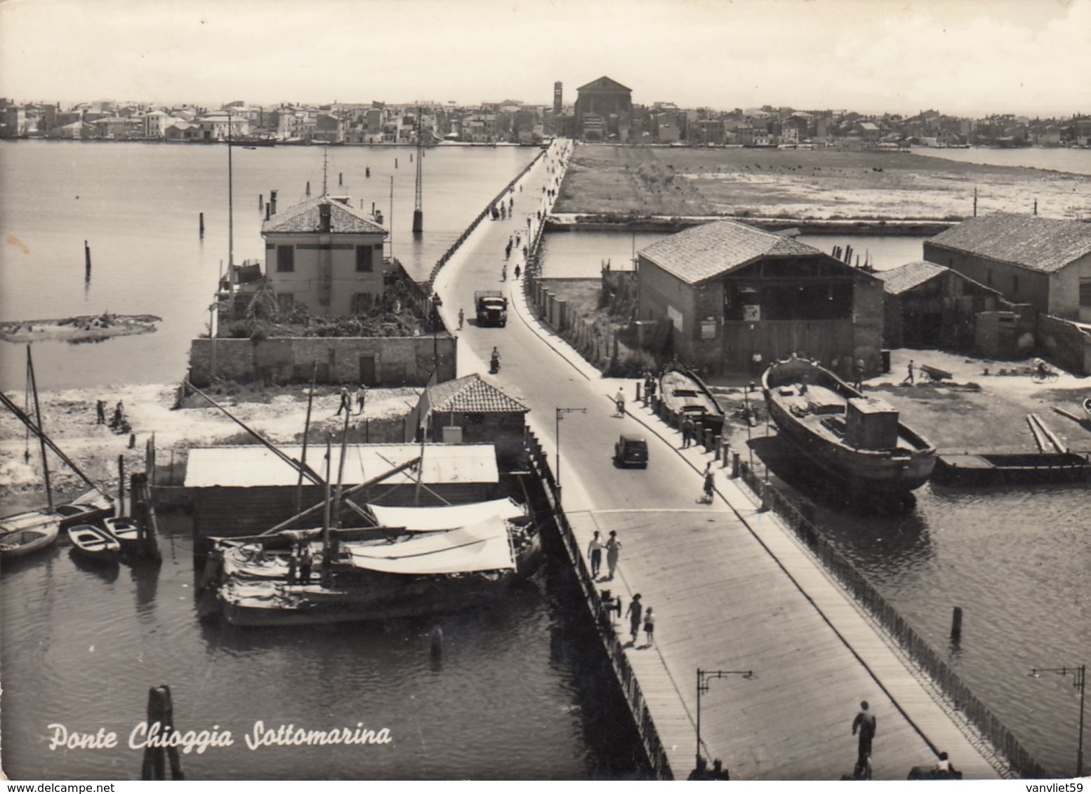 SOTTOMARINA -VENEZIA-PONTE CHIOGGIA-CARTOLINA VERA FOTOGRAFIA- VIAGGIATA IL 20-4-1957 - Venezia