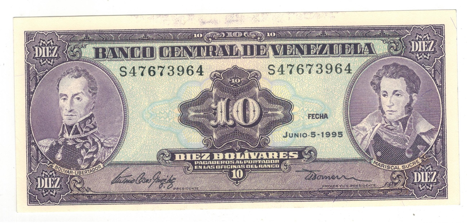 Venezuela 10 Bolivares, 1995. UNC. - Venezuela