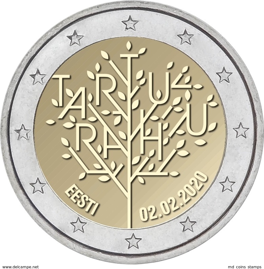 Estonia 2 Euro 2020 Commemorative Coin 100th Anniversary - Treaty Of Tartu UNC - Estland