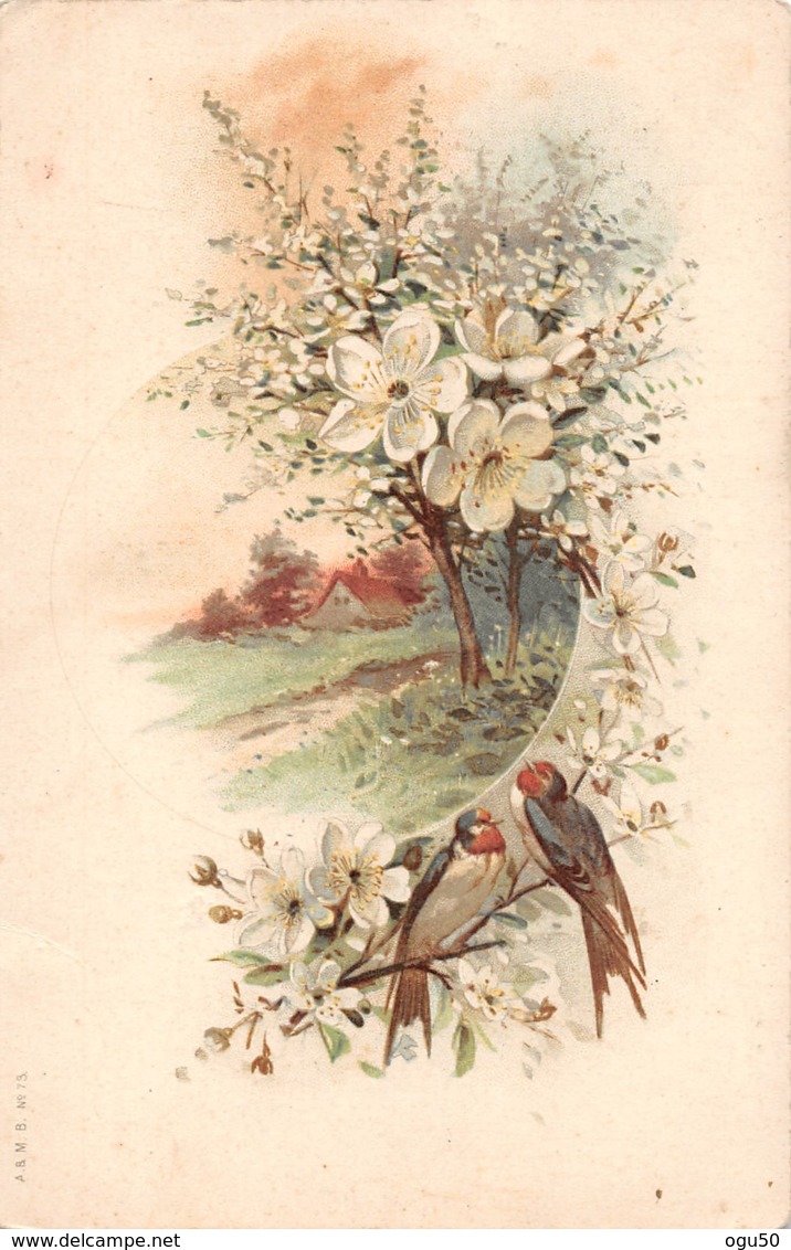 Fleurs (Fantaisie) - Oiseaux - Rouge Gorge - Autres & Non Classés