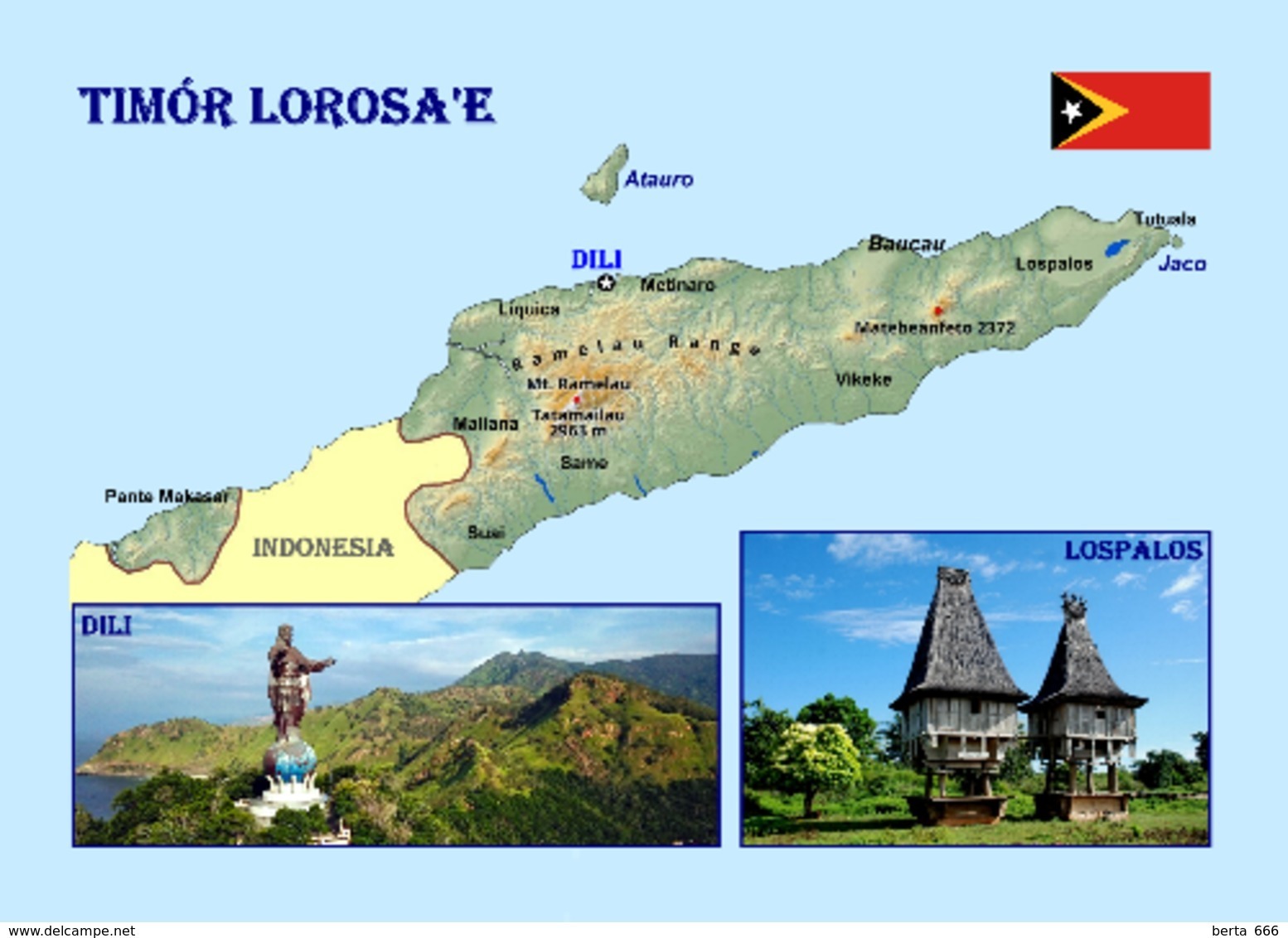 East Timor Country Map Timor Lorosa'e Postcard Osttimor Landkarte AK - Timor Oriental