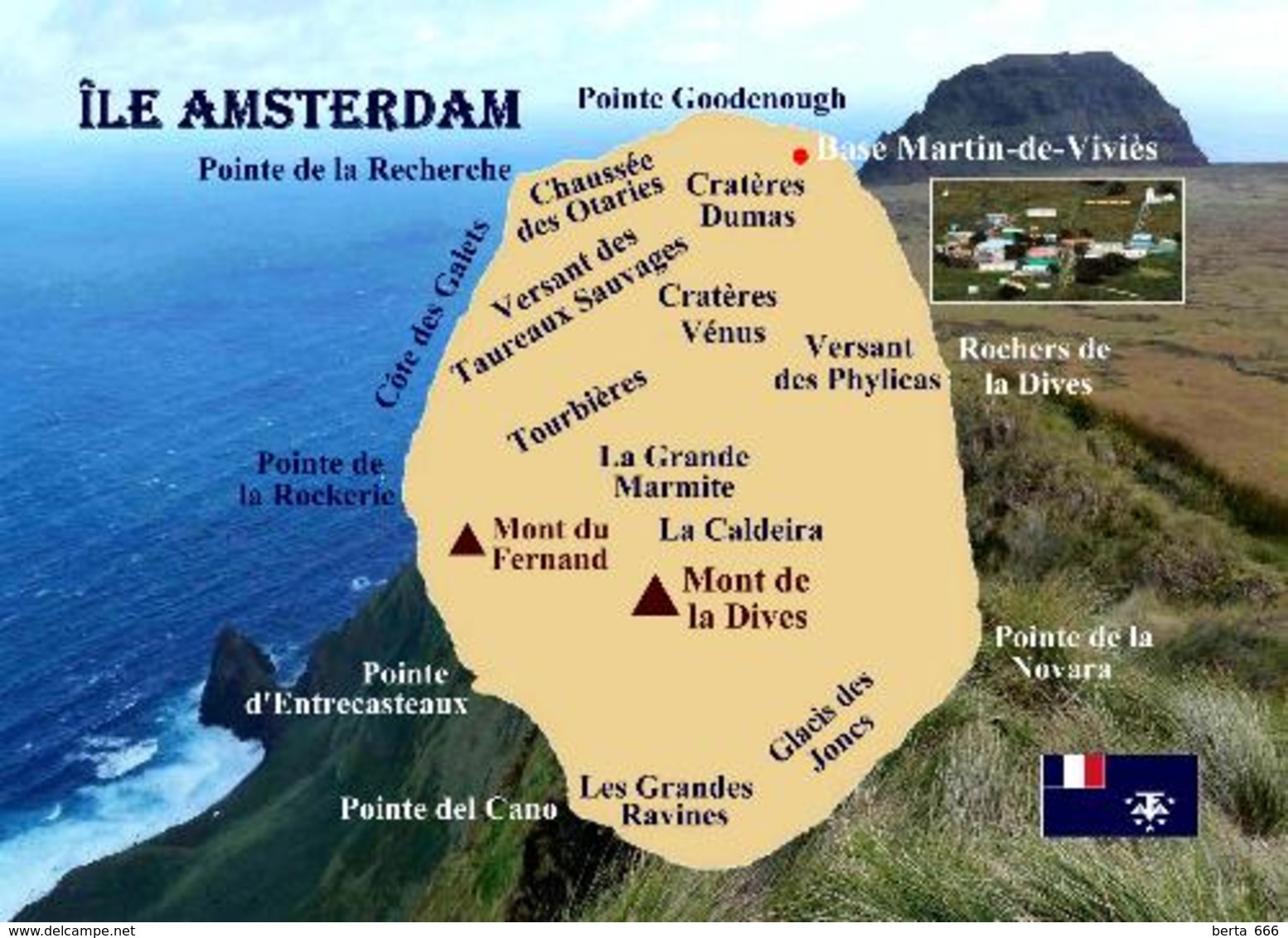 Amsterdam Island Map TAAF New Postcard - TAAF : Franz. Süd- Und Antarktisgebiete