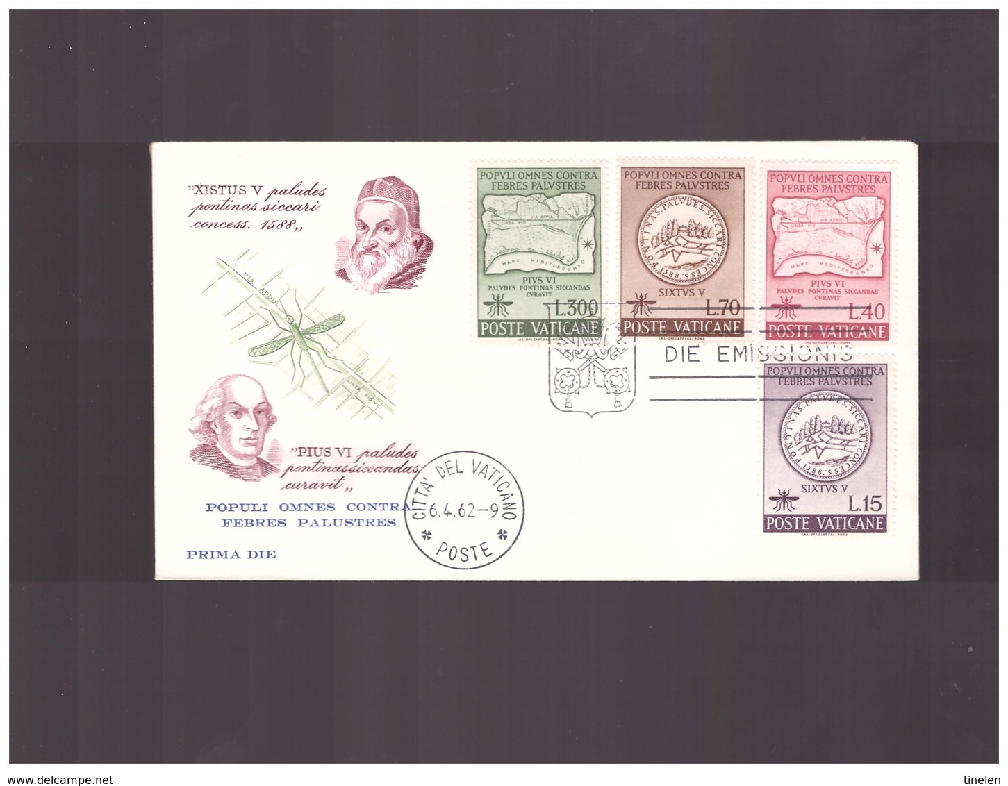 Vaticano Vatikan Vatican  6 4 1962 Fdc Lotta Alla Malaria /paludisme - Altri & Non Classificati