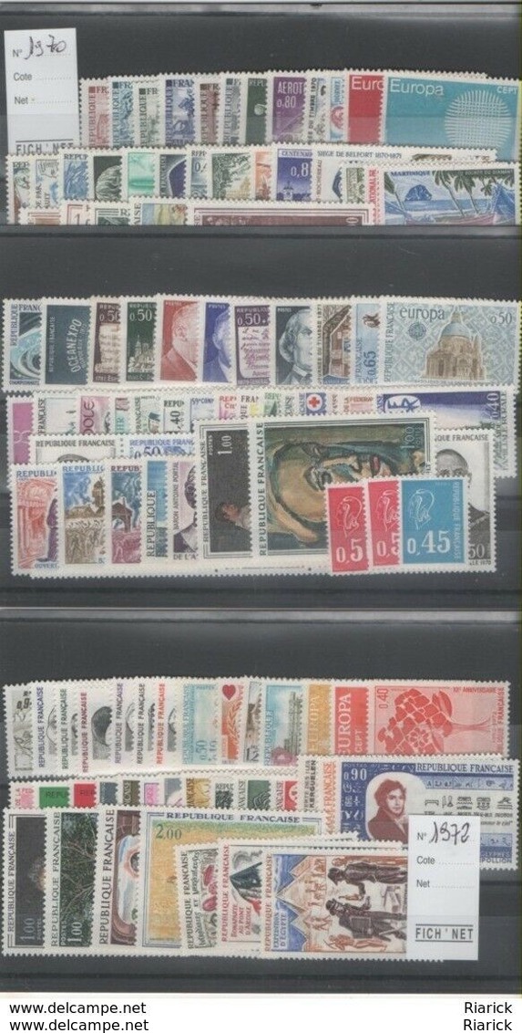 FRANCE ANNEE COMPLETE 1970/1978 XX MNH Neufs - Sauf 1973 - 1970-1979