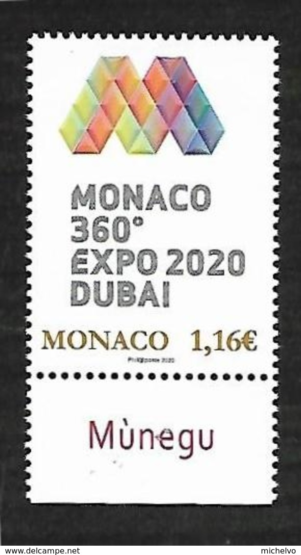 Monaco 2020 - Yv N° 3224 ** - Expo Dubaï - Neufs