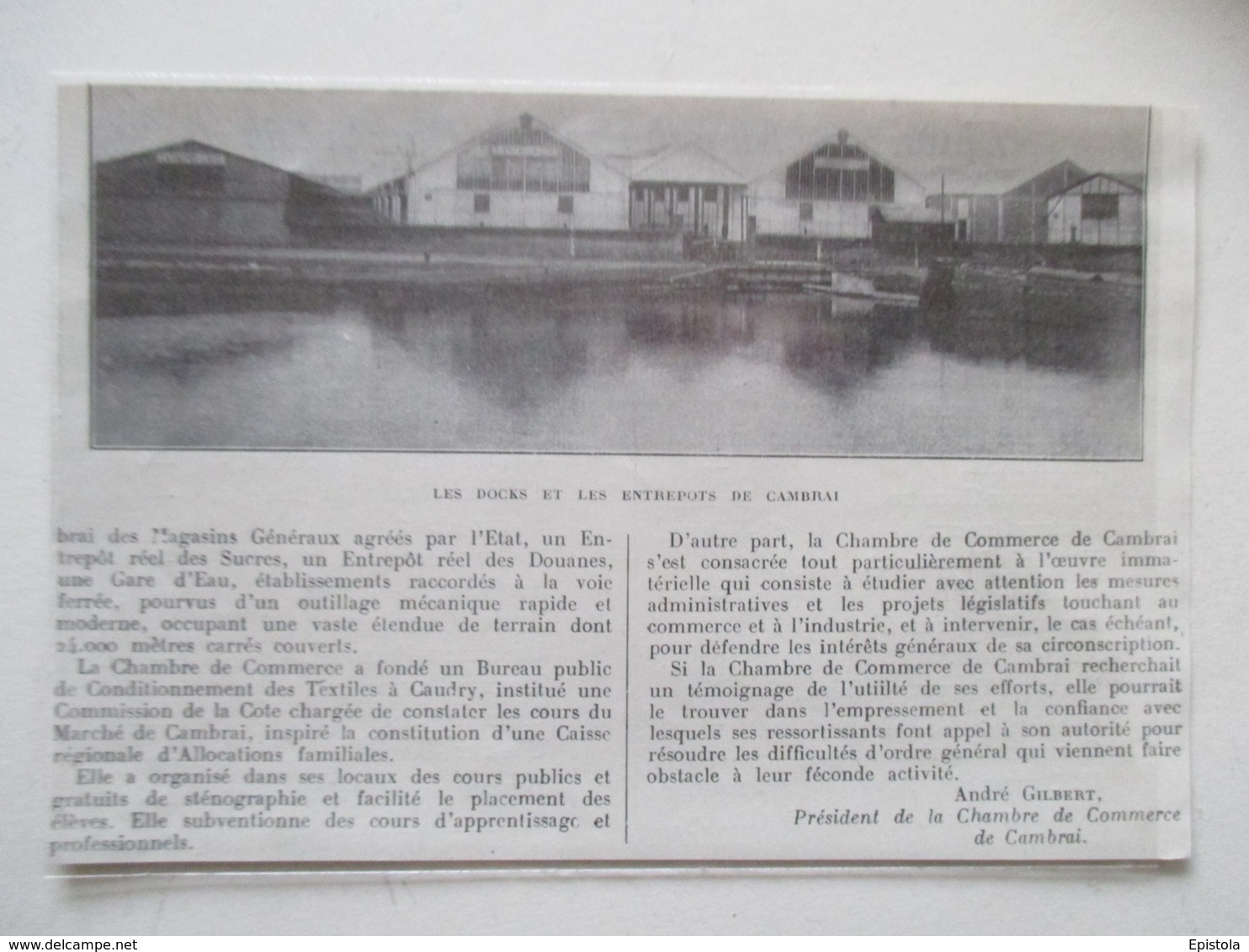 CAMBRAI   (59)  Les Magasins Généraux  Docks & Entrepots    -   Coupure De Presse De 1923 - Historical Documents