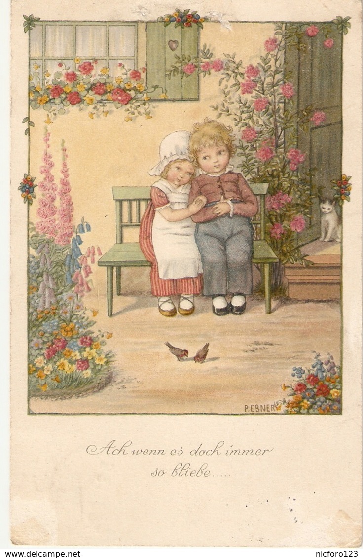 "Little Boy And Girl" Lovely Vintage  German Greetings Postcard - Otros & Sin Clasificación