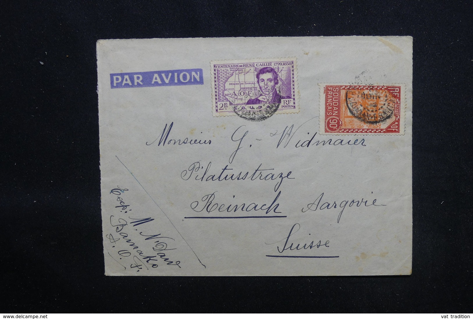 SOUDAN - Enveloppe De Bamako Pour La Suisse En 1942 , Affranchissement Plaisant - L 52891 - Lettres & Documents