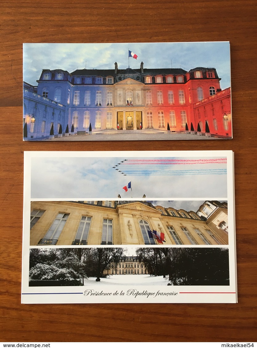 Lot De 2 CARTES De VOEUX Signées Par Le Président François Hollande Pour Les Voeux 2016 Et 2017 - TBE - Other & Unclassified