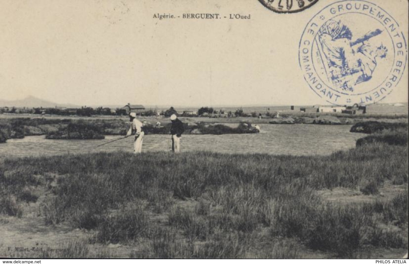 Cachet Déesse Assise Groupement De Berguent CAD Berguent Oran 14 4 11 CP FM Troupe Franco Marocaine CPA Algérie Berguent - Sellos Militares Desde 1900 (fuera De La Guerra)