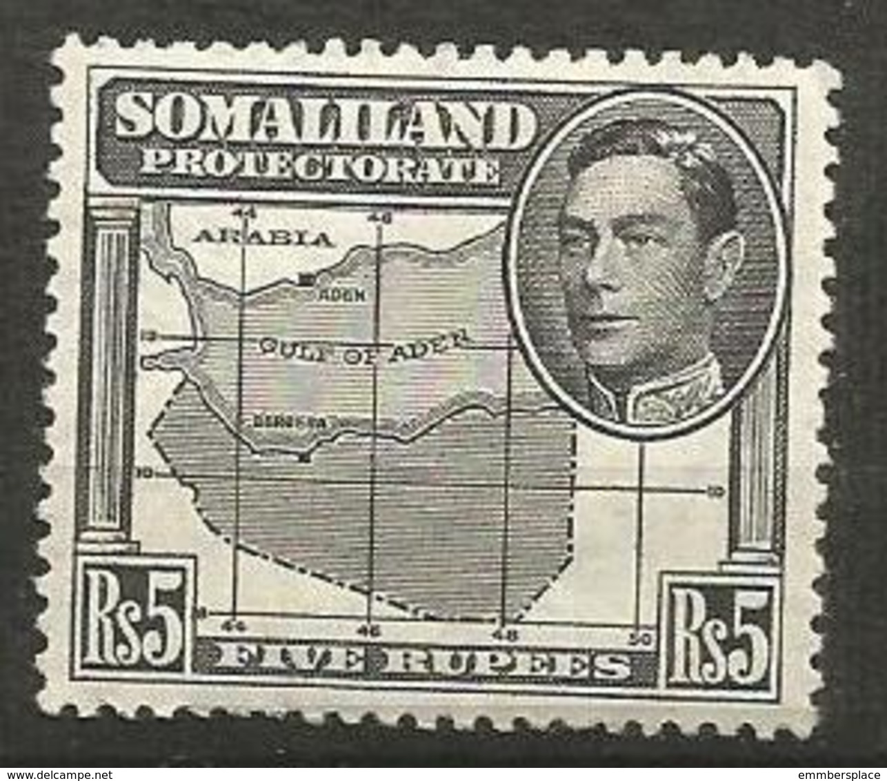 Somaliland Prot. - 1938 Protectorate Map 5R MLH *     Sc 95 - Somaliland (Protectoraat ...-1959)