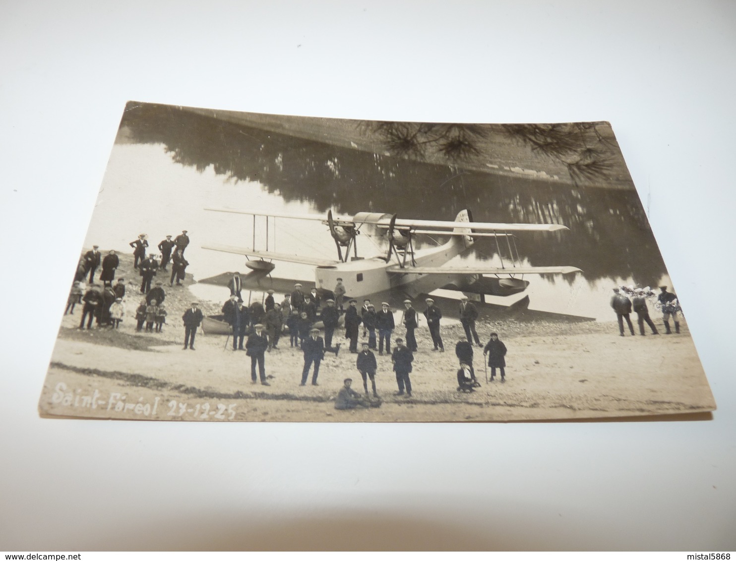 HAUTE GARONNE SAINT FERREOL CARTE PHOTO TRES RARE ATTROUPEMENT DEVANT HYDRAVION 27.12.1925 - Saint Ferreol