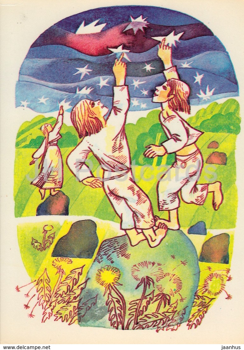 Illustration By I. Raudsepp - Sun Moon And Stars - Estonian Fairy Tales - 1979 - Estonia USSR - Unused - Contes, Fables & Légendes