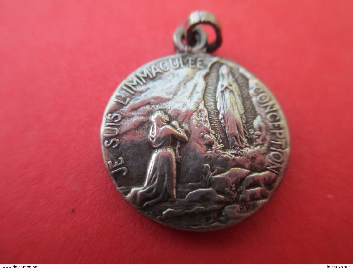 Petite Médaille Religieuse Ancienne/Notre Dame Lourdes/Je Suis L'immaculée Conception/Bronze Nickelé/Début XXéme  CAN590 - Religion & Esotericism