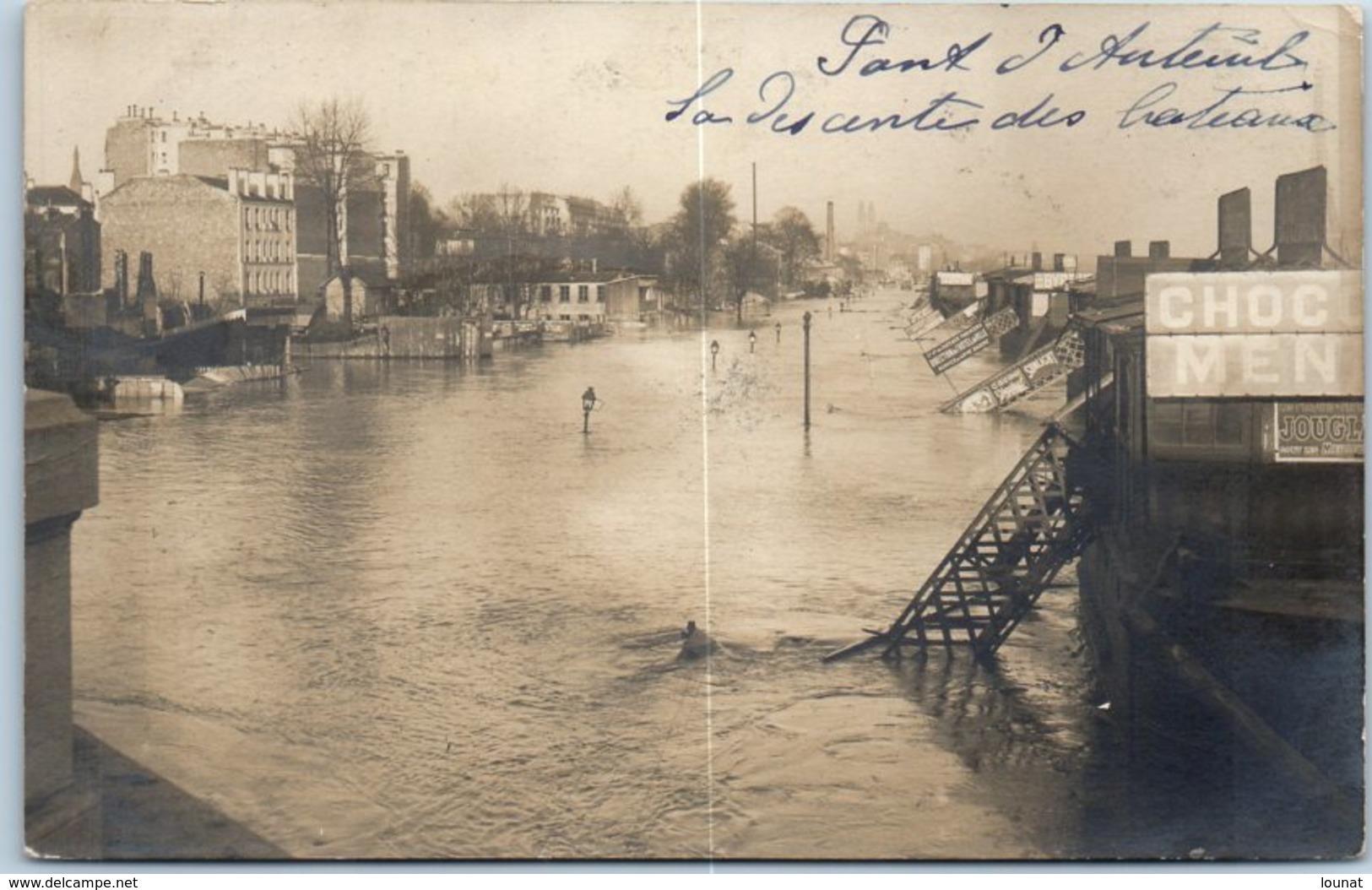 75 PARIS 15ème - Inondation De Paris - Pont D'auteuil - Carte Photo (la Ligne Dans Le Milieu Est Un Défaut Scan)    * - Arrondissement: 15
