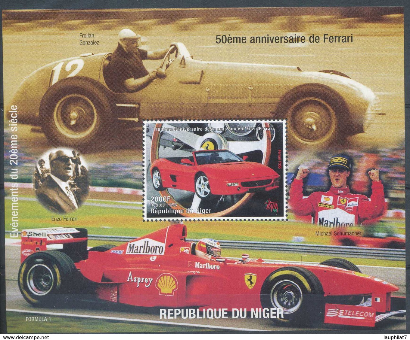 [35971]SUP//**/Mnh-Niger 1998 - Voiture De Prestige - Ancienne Voiture Et Formule I - FERRARI - Automobile