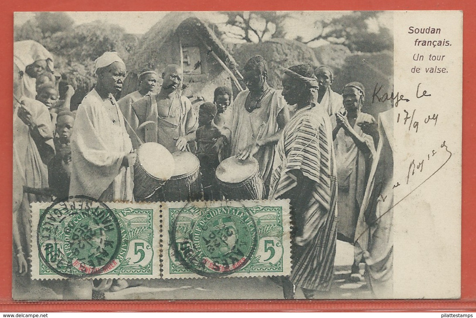 HAUT SENEGAL ET NIGER CARTE POSTALE AFFRANCHIE DE KAYES DE 1909 POUR SARLAT - Brieven En Documenten