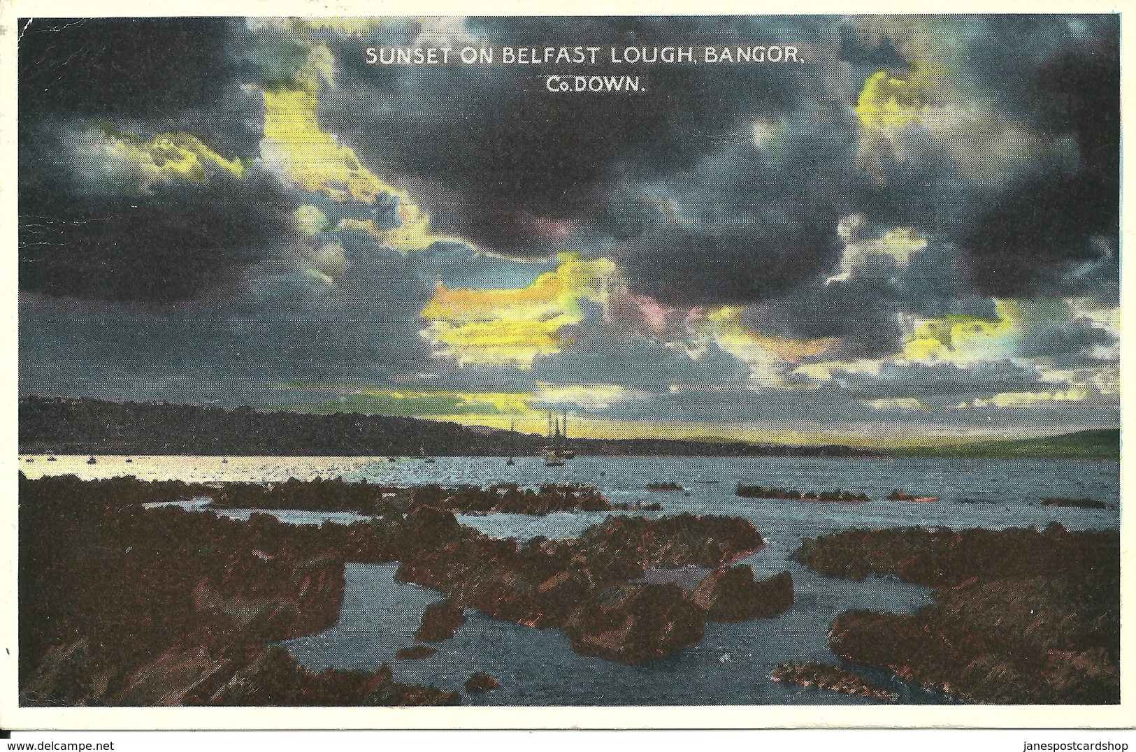 SUNSET ON BELFAST LOUGH - BANGOR -COUNTY DOWN WITH BANGOR POSTMARK 1962 - Down