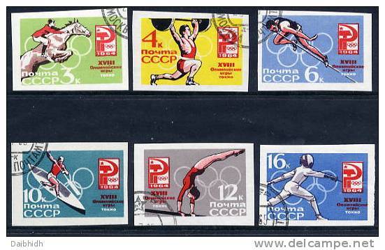 SOVIET UNION 1964 Olympic Games Imperforate Set Used.  Michel 2932-37B - Usati