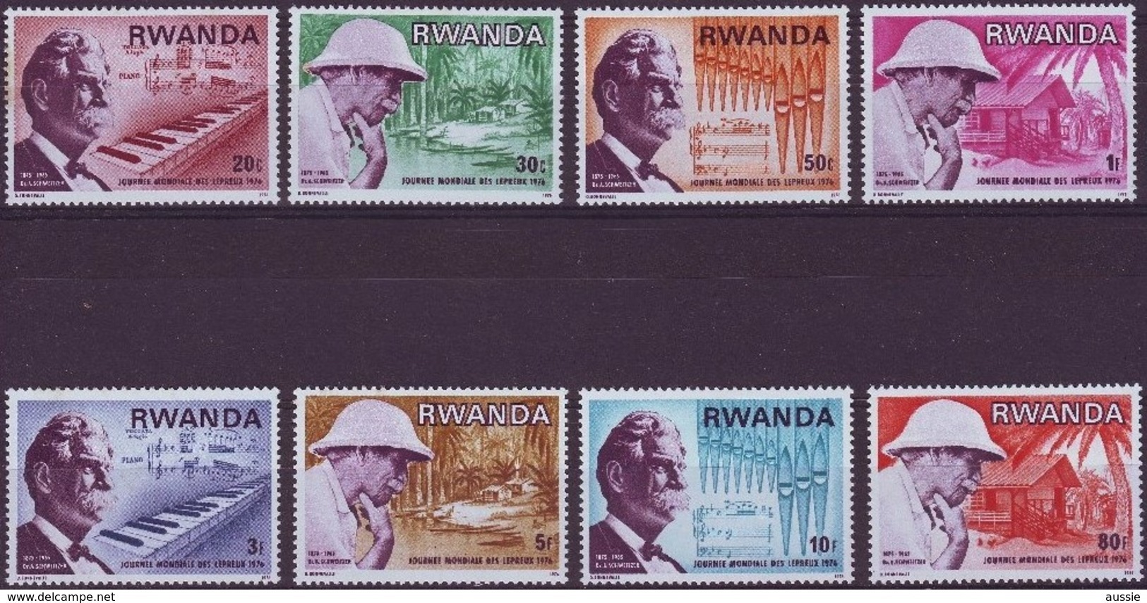 Rwanda Ruanda 1976 OCBn° 713-720 *** MNH Cote 3,75 Euro Schweitzer - Neufs