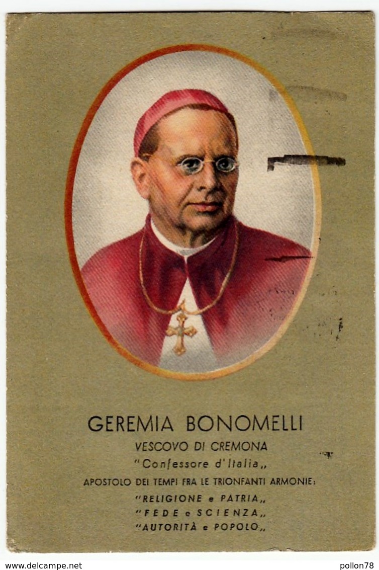 GEREMIA BONOMELLI - VESCOVO DI CREMONA - 1940 - Annullo A Targhetta - Vedi Retro - Santi