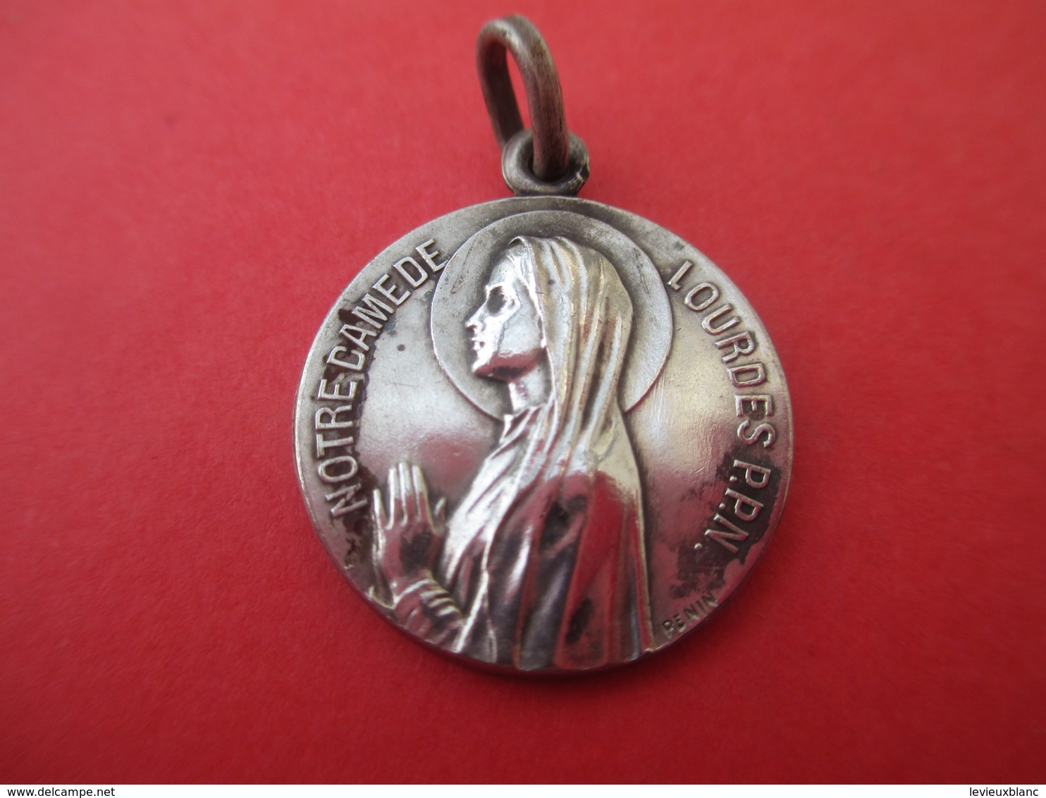 Petite Médaille Religieuse Ancienne/ND De Lourdes/Je Suis L'immaculée Conception/Bronze Nickelé/PENIN/Début XXéme CAN598 - Religion & Esotericism