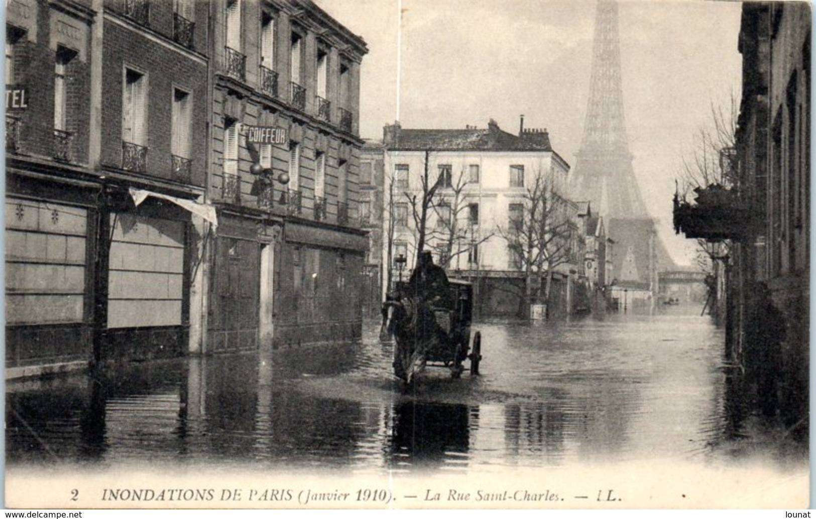 75 PARIS 15ème - Inondations - La Rue Saint Charles   (la Ligne Dans Le Milieu Est Un Défaut Scan)    * - Arrondissement: 15