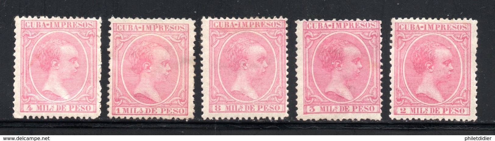 CUBA  IMPRIMES IMPRESOS / 1894 ROSET YT N° 20 à 24 NEUF * AVEC CHARNIERE - Cuba (1874-1898)