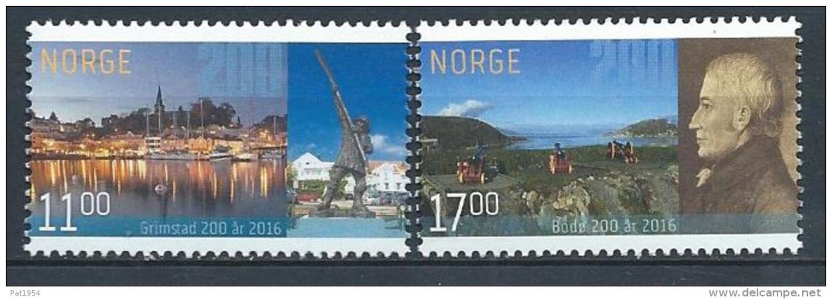 Norvège 2016 N°1847/1848 Neufs Bodö Et Grimstad - Nuovi