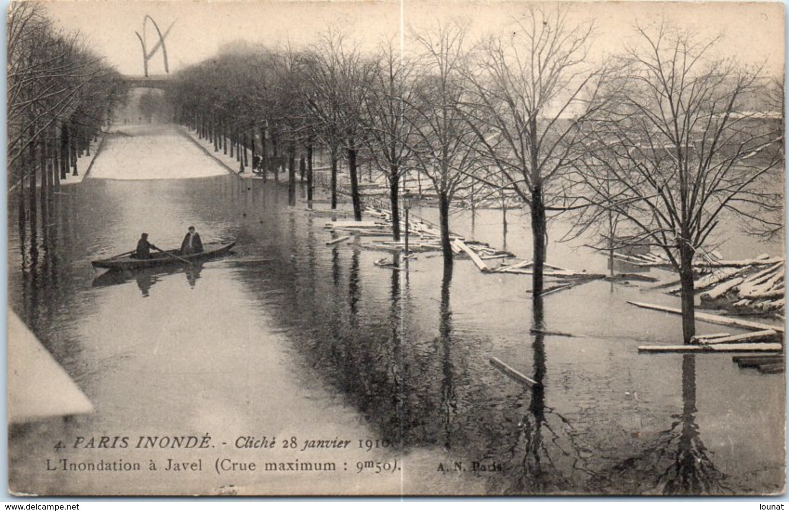 75 PARIS 15ème- Inondations - L'inondation à Javel  (la Ligne Dans Le Milieu Est Un Défaut Scan) * - Arrondissement: 15