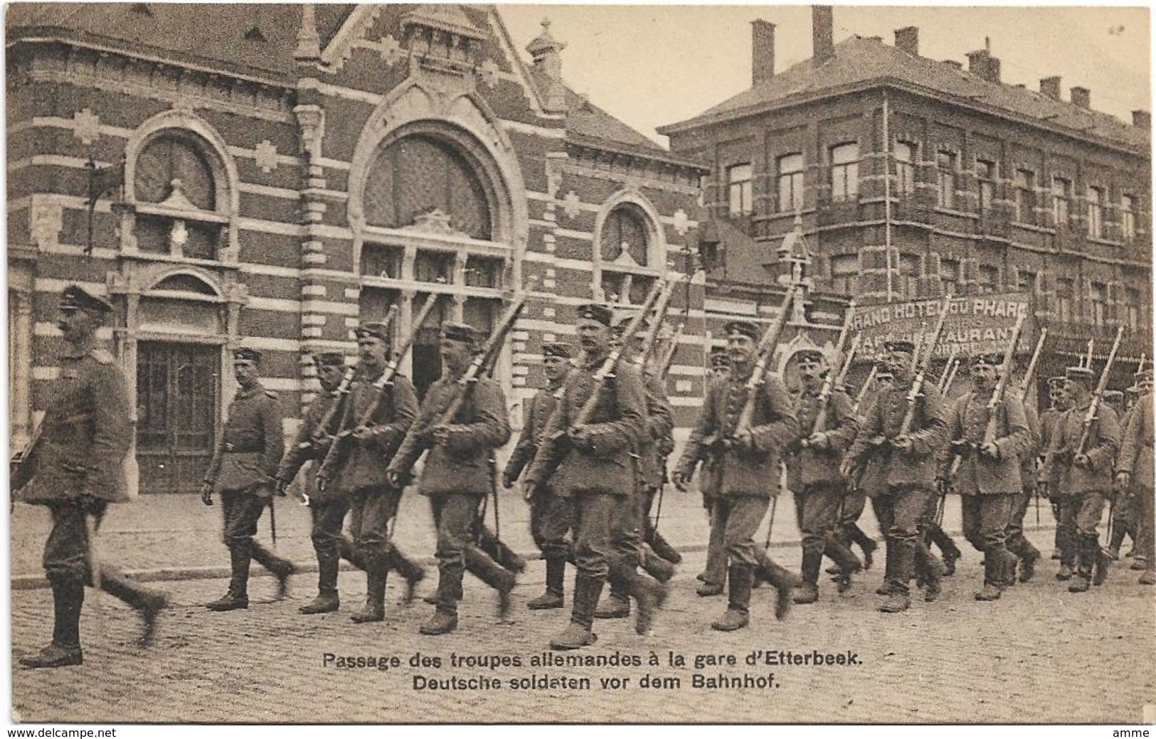 Etterbeek   *  Passage Des Troupes Allemandes à La Gare D'Etterbeek     (oorlog - Guerre - War - Militair) - Etterbeek