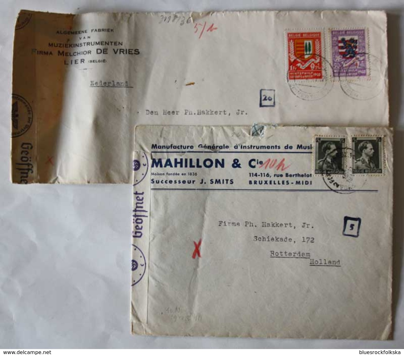 2x Enveloppe Censuré 1941 - Bruxelles/ Lier à Rotterdam - Guerre 40-45 (Lettres & Documents)