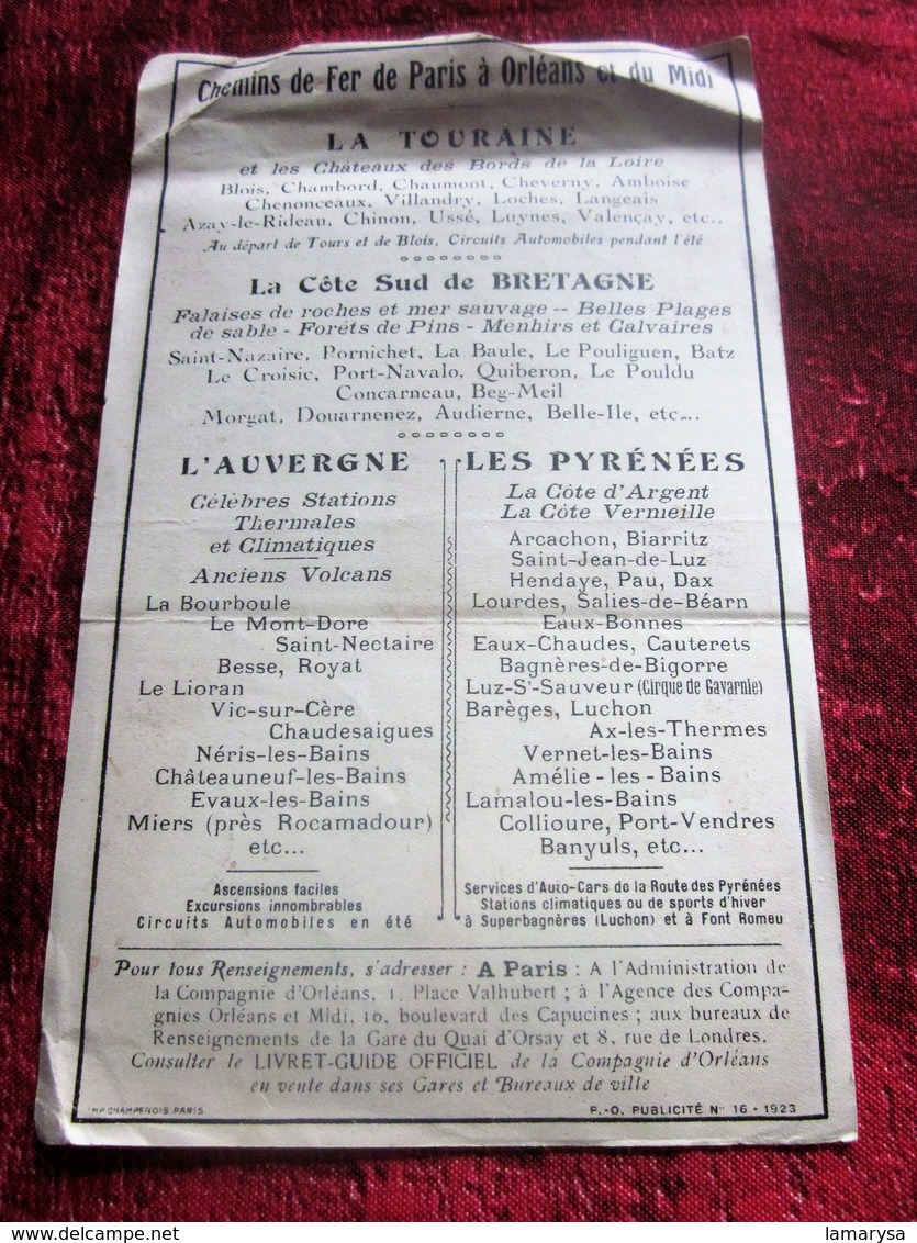 1923-  S.N.C.F CHEMINS DE FER De PARIS à ORLÉANS Et Du MIDI Plans Réseaux Schémas De Lignes VOIR RÉGIONS DESSERVIES - Europa