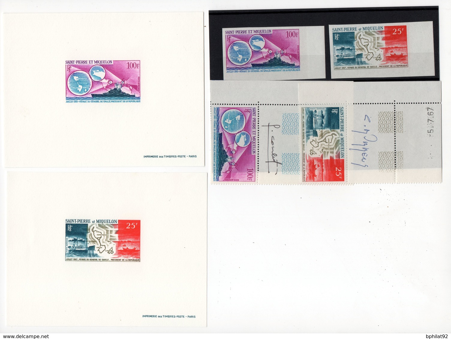!!! PRIX FIXE : ST PIERRE & MIQUELON, PA N°38/39 SIGNES PAR LE GRAVEUR + PA N°38/39 ND NEUFS ** + LES 2 EPREUVES DE LUXE - Unused Stamps