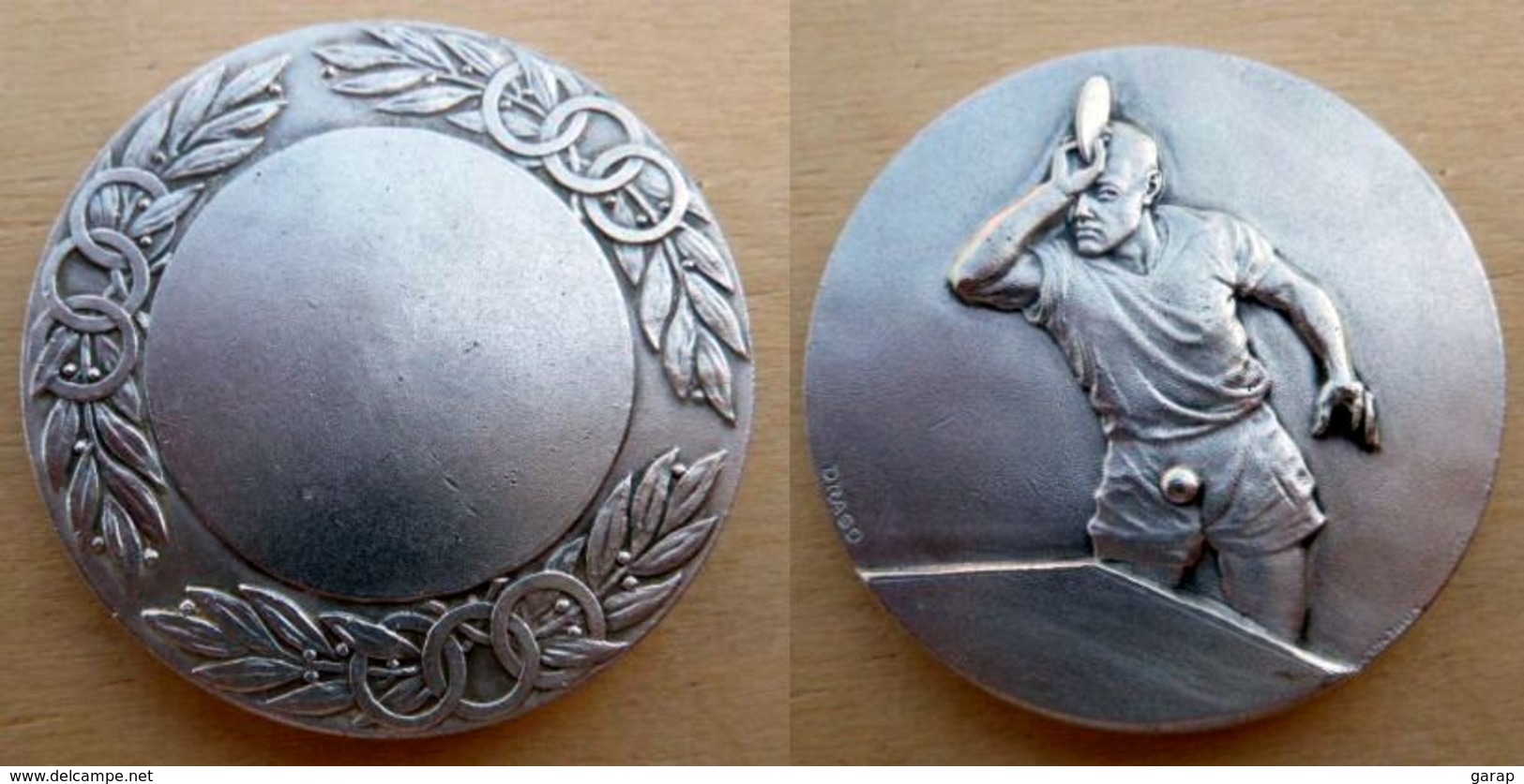 DB-033 Médaille Probable Bronze Argenté Signée Drago Contaux Discobole . - Athlétisme