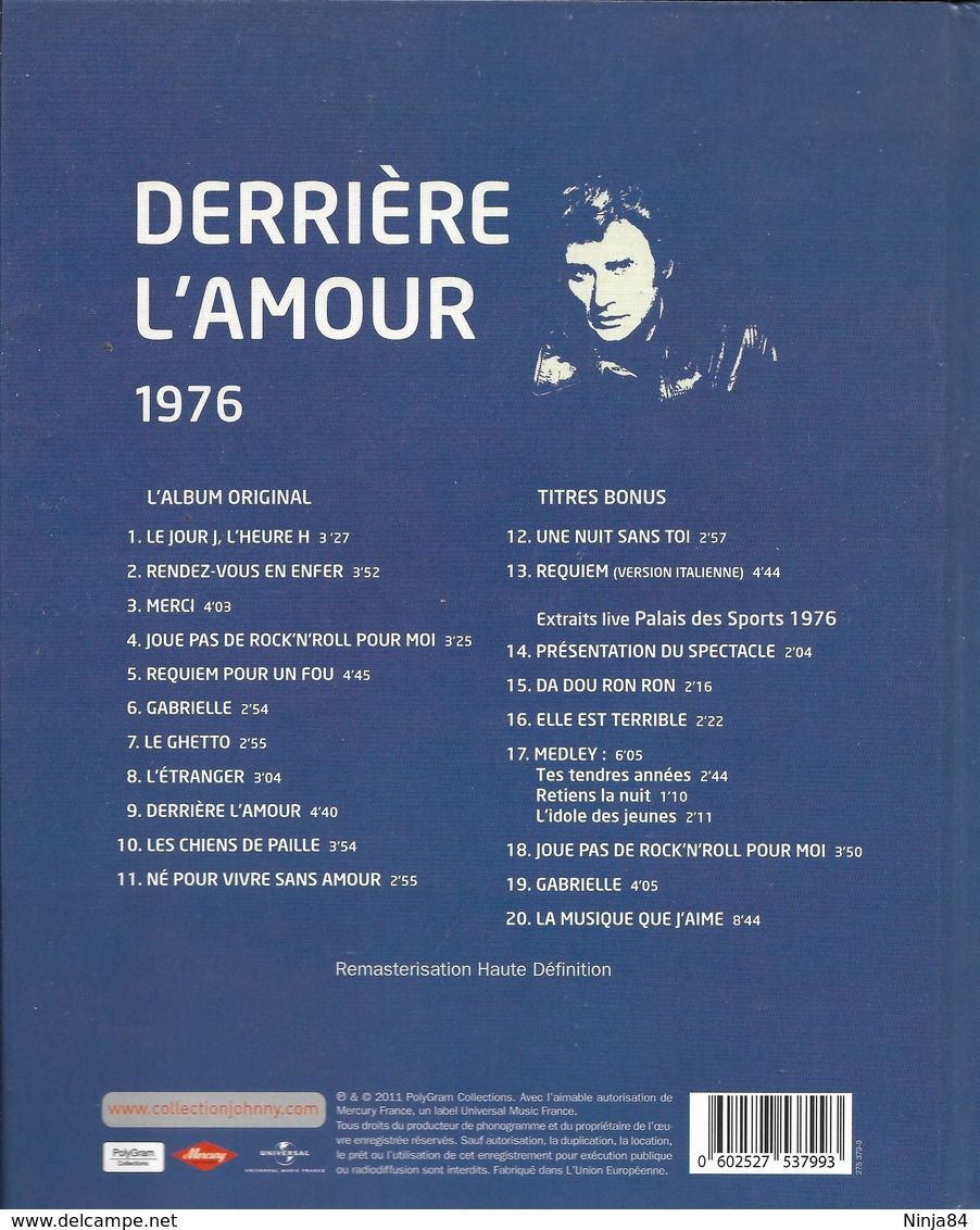 LIVRE + CD  Johnny Hallyday / Michel Mallory /Eddie Cochran / Charles Aznavour  "  Derrière L'amour  " - Autres - Musique Française