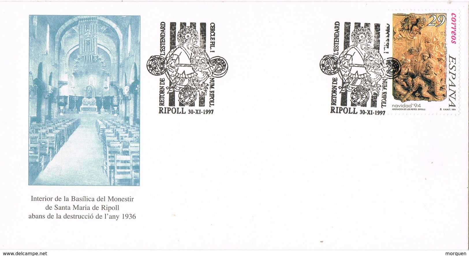 35751. Carta Exposicion RIPOLL (Gerona) 1997. Retorn ESTENDARD, Basilica Santa Maria Ripoll - Cartas & Documentos