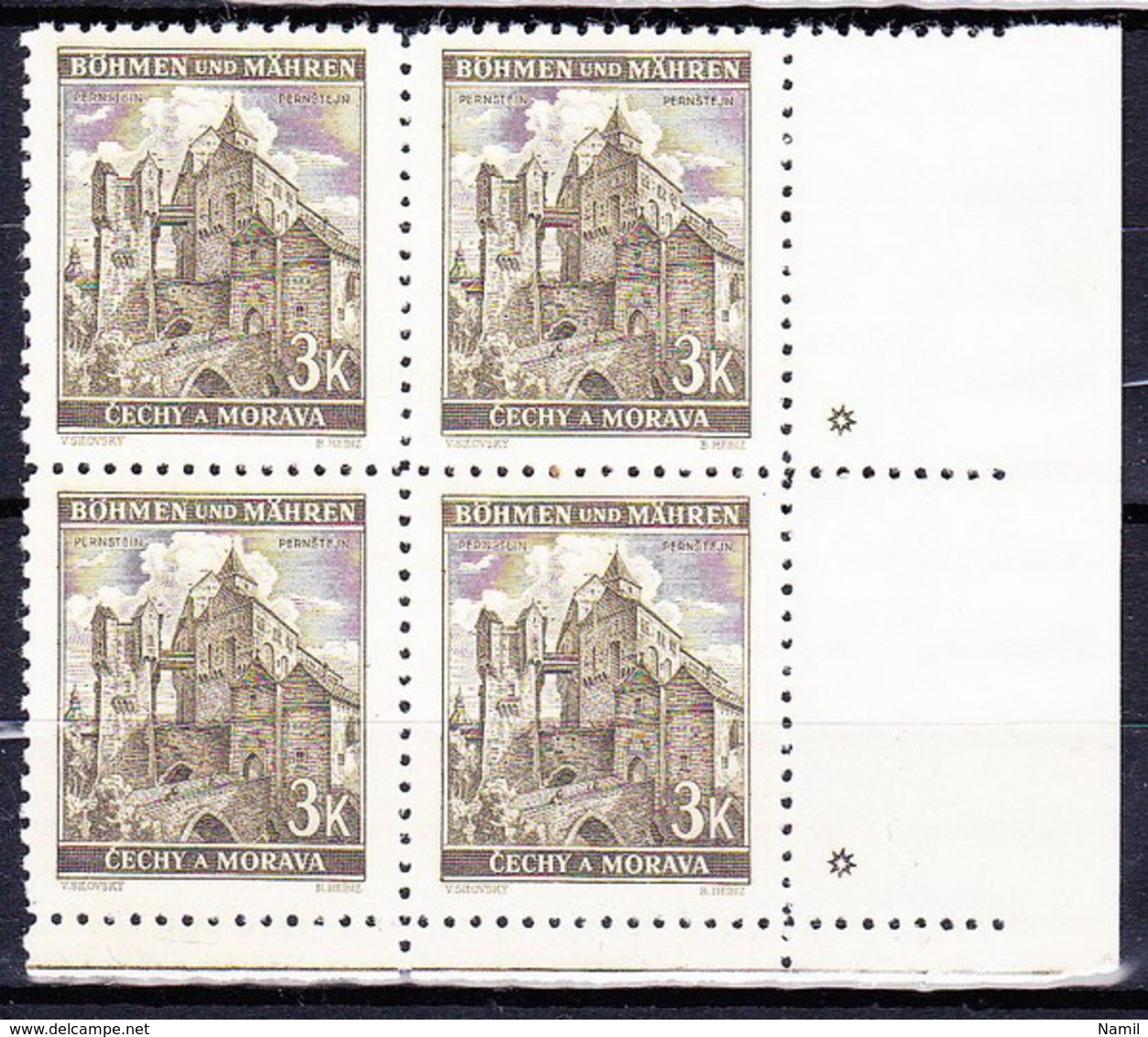 Boheme Et Moravie 1941 Mi 72 (Yv 55), (MNH)** étoille (stern), Olive-brun - Unused Stamps